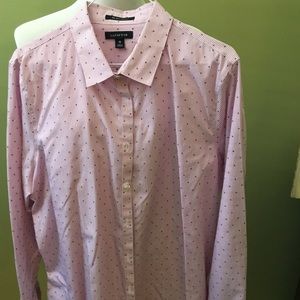 Lands End pink and white long sleeved shirt